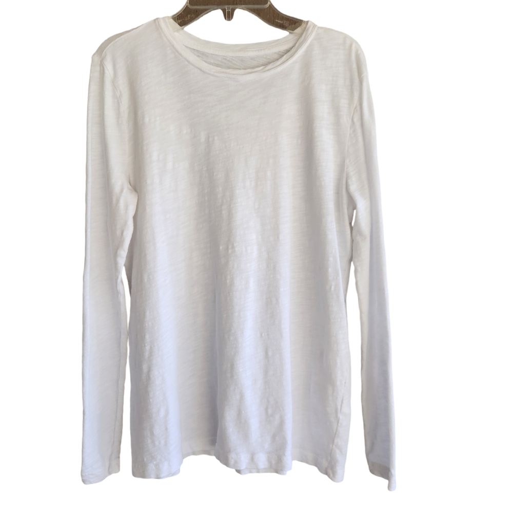 Elliott Lauren White Long Sleeve Crew Neck Shirt 100% Cotton Women's XS